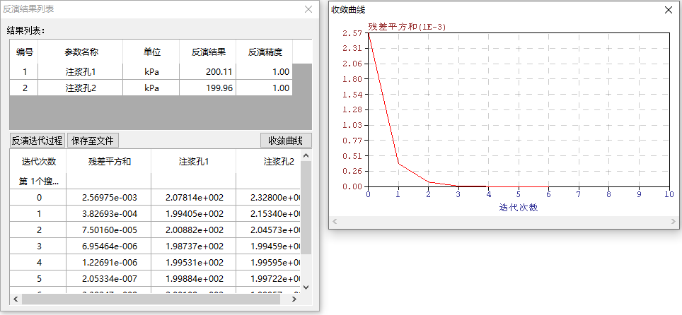 三种反演方法(遗传算法 / 阻尼最小二乘 / 单纯形法)的结果浏览与导出